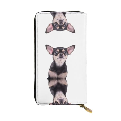 Portefeuille chihuahua cuir noir vintage tendance et grand portefeuille personnalisé