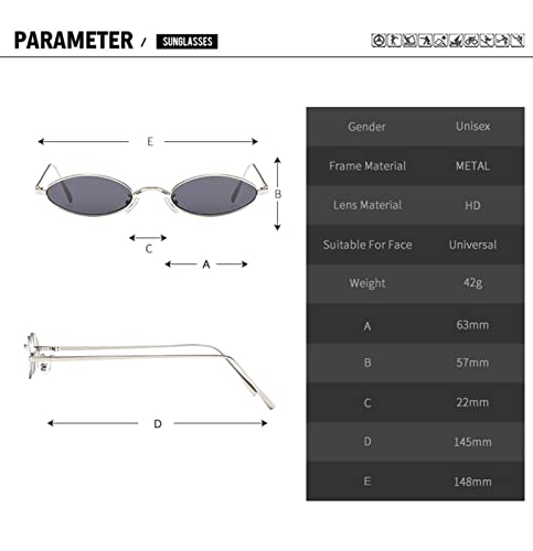 ZENYS Retro Metal Oval Frame Men and Women Sunglasses Outdoor Vacation Decorative Sunglasses (Color : A, Size : 1)3