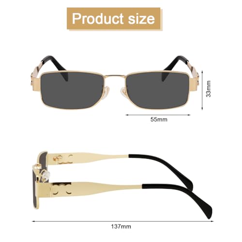 Image of Proberos Luxury Metal Small Frame Punk Sunglasses Women and Men Summer Traveling Eyeglasses（Black）