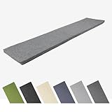 Garronda Bankauflage wasserabweisend 180x40 cm ca. 4 cm dick Sitzkissen Outdoor für Gartenbank und Hollywoodschaukel Polster Auflage für Sitzbank UV-beständig mit Bändern GD-0220 Grau