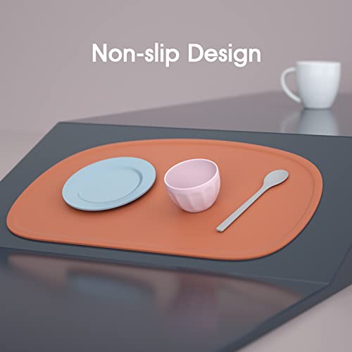 Cuddle Campus Silicone Placemat With Raised Edges For Kids,Toddlers,Babies, Non-Slip Table Setting Placemat For Dining,Come With String For Storage, (Cavern Clay) #TOP4