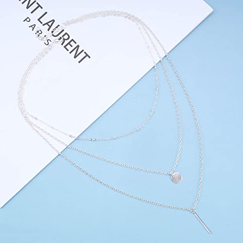 Inilbran Vintage Layered Coin Choker Necklace Long Bar Choker Necklace Gold Layering Disc Necklace Choker Boho Long Necklaces Chain Jewelry for Women and Girls - Image 4