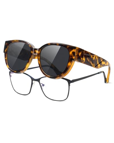 Meeloog Fit Over Glasses Sunglasses For Women Designer Round Polarized Go Over Glass Sunglasses UV400 Protection