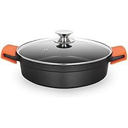 Cacerola Orbegozo Orbegozo CDB 1028 - Cacerola Baja Aluminio fundido, Antiadherente, 4,2 L, Tapa, Asas de Silicona