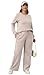 WIHOLL Women Tracksuits Two Piece Long Sleeve Lounge Set Fashion Fall Airport Outfits Loose Loungewear Ladies Wide Leg Sweatsuit Khaki XXL