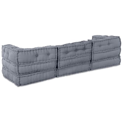 Sofá modular de tela gris de 3 piezas para pisos con poco espacio 7