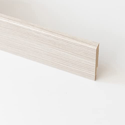 5 Pz Di Battiscopa In Mdf Rovere Sbiancato Mm.14X80X2