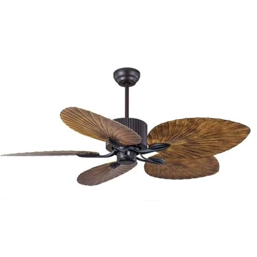 Image of PalmAura Ceiling Fan - Modern Fan with Silent Motor, Remote Control, 5 Palm-Style Wooden Blades - Modern Coastal Ceiling Fan for Living Room, Bedroom, Home Decor