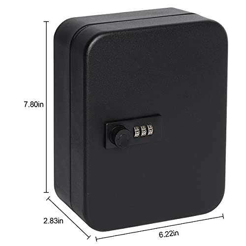 Decaller Secure Key Box With Combination Lock, Key Cabinet Wall Mount Lock Box With 20 Hooks, 7 4/5" X 6 1/5" X 2 4/5" #TOP2