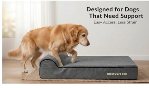 The Dog’s Bed – Orthopaedic Memory Foam Bed with Headrest, Waterproof Washable Cover, Anti-Slip Base, Calming Surface – CertiPUR-Certified Foam, Grey Plush, Large, 15cm Thick - Image 5