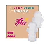 Flo Bamboo Period Pads with Wings Combo Pack – Super Absorbent, Soft, Breathable - 24 Day Pads + 20 Night Pads - 44 Pads Bulk Pack