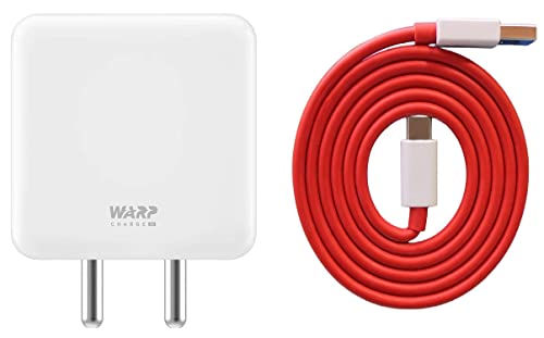 Image of Original 65W WARP Charging Adapter Cable for Oneplus 9, Oneplus 9R, Oneplus 9 Pro, Oneplus 9RT, Oneplus 8, Oneplus 8Pro Charging Cable USB to C Charging(Adapter with Cable), White (83S0001518)