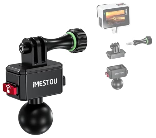 Image of iMESTOU Action Camera Riding Mount with Three-Claw Joint for Gopro Motion Cameras, 1 inch Ball Head 360 Adjustable Fits for RAM 1 inch Ball Bike Phone Mounts