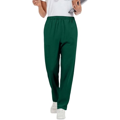 Image of Scrubs Pants for Women Plus Size Stretch Waisted Workwear Pants Medical Uniform Comfy Straight Leg Barrel with Pocket