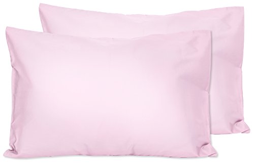 2 Light Pink Toddler Pillowcases - Envelope Style - for Pillows Sized 13x18 and 14x19-100% Cotton with Percale Weave - Machine Washable - 2 Pack