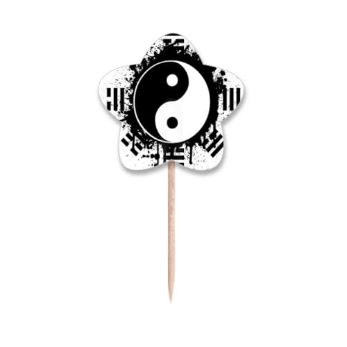 Cure-dents drapeaux Yin-yang pour buffet de mariage et soirée à thème