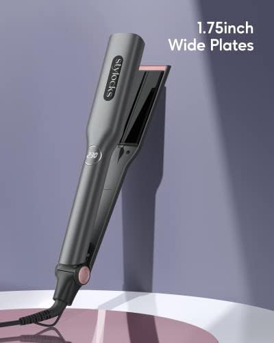 Stylocks Hair Straighteners Wide Plates for Longer Thicker Hair, Ionic Straighteners for Women, Adjustable Temperature Settings, Black.