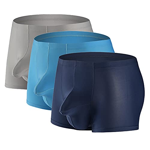 Andongnywell Men's Ice silk Boxer Briefs gun bullet separation Underwear Boxer Briefs for Man pocket 3 Pack - Main Image
