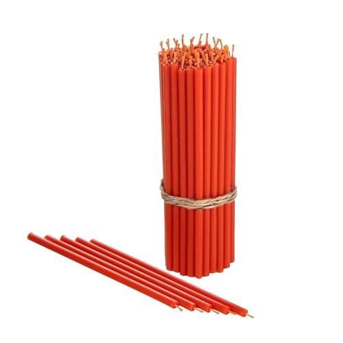 Danilovo Velas de cera de abejas, 50 unidades, color naranja, 6.4 pulgadas de alto x 0.22 pulgadas de diámetro…