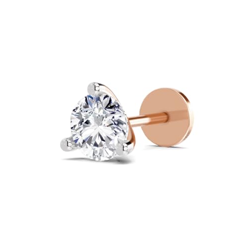 Image of Sparkles Lab Grown Diamond 0.03 Carat - 0.50 Carat Round Shape Solitaire Diamond Nose Pin for Women | 14K Gold IGI Certified FG VS Quality