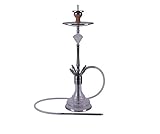 Premium Saphir Shisha Set, Wasserpfeife Shisha Edelstahl Komplettset mit 4 Anschlüsse/Schläuche. 18/8 Schliff, Klickanschluss und Diamanten Molassefänger (Saphir 6.0)