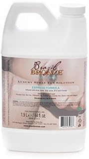 Brazil Bronze Luxury Express Spray Tan Solution - Organic and Natural Ingredients, Express 2 Hour Solution, Great for all skin types, Golden Brown, 1.9 Liter