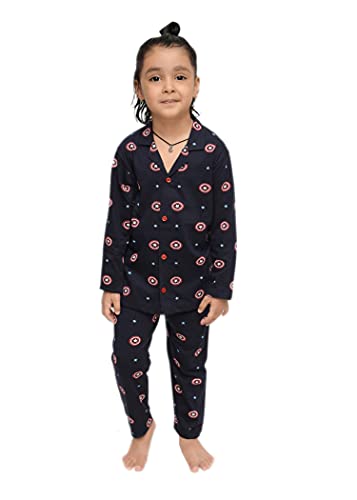 Image of 3BROS Kid's Pure Cotton Full Sleeves Night Suit /Dress for Boys /Girls Full Pajama & Top Sleep Suit Combo Set