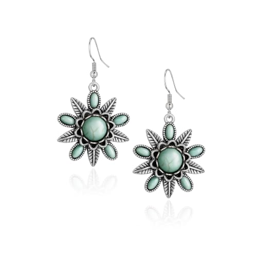 Montana West Floral Aventurine Dangle Drop Earrings for Women