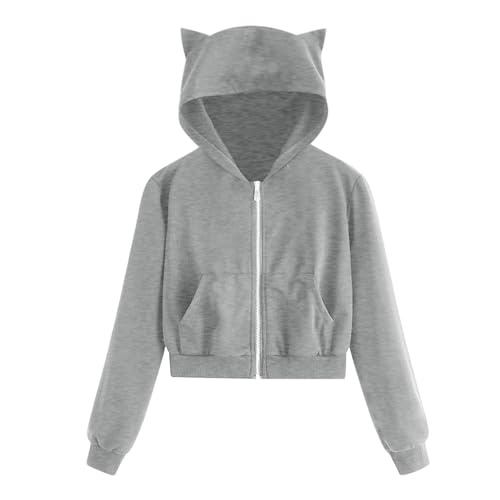 Zip Up Hoodies Jackets for Teen Girls Oversized Sweatshirts Cute Hooded Pullover Long Sleeve Cropped Tops Y2K Preppy Clothes2