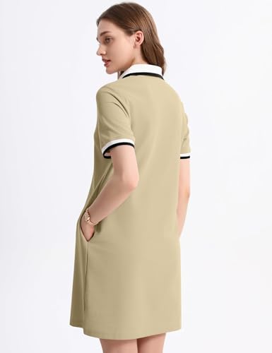 Image of Kissonic Polo Dresses for Women Short Sleeve Tennis Golf Dress V Neck Summer Casual Dress with Pocket