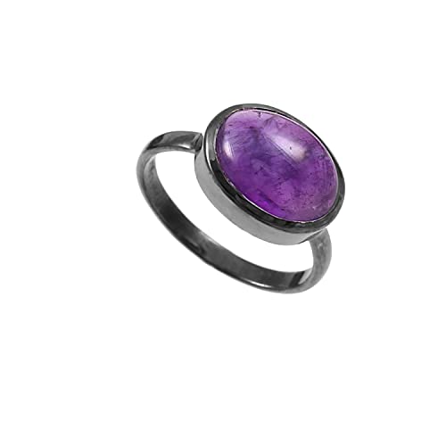 Bague en argent sterling 925 anneau améthyste naturelle AAA
