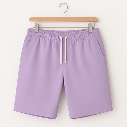 Image of Vogaan Men's Casual Slim Fit Shorts | Stylish Knee-Length Shorts with Elastic Waist | Summer Wear Short with Side Pockets for Gym Travel & Outdoor
