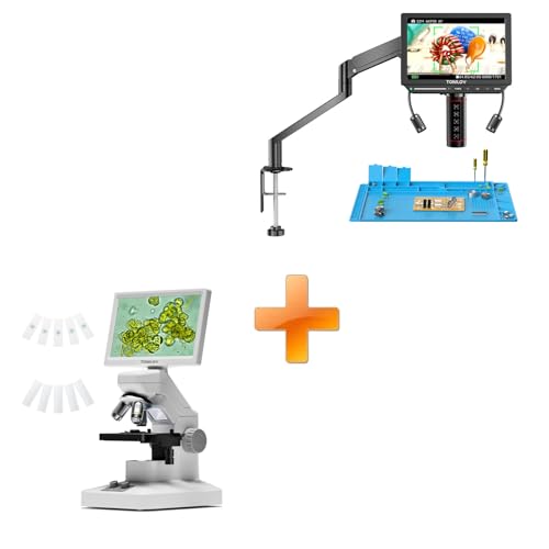 TOMLOV Autofocus 4K Digital Microscope: 8" TM4K-AF Flex Arm HDMI Micro Soldering Microscopes for Adults+TOMLOV DM301 Max Microscope for Kids