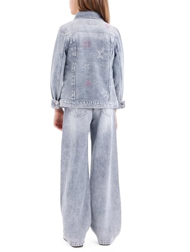 GUESS Girls' Grey Rigid Denim Jacket with Stars2