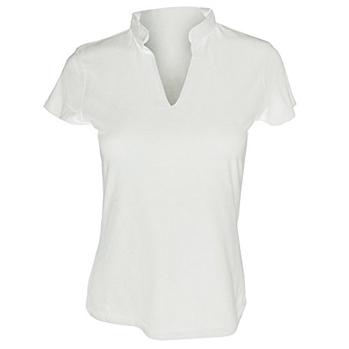 Kustom Kit Ladies Corporate Short Sleeve V-Neck Mandarin Collar Top (20-22) (White)