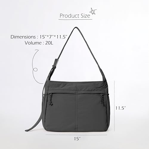Image of ODODOS 20L Crossbody Tote Bag Large Capacity Lightweight Hobo Shoulder Sling Bags for Gym Shopping Beach Travel