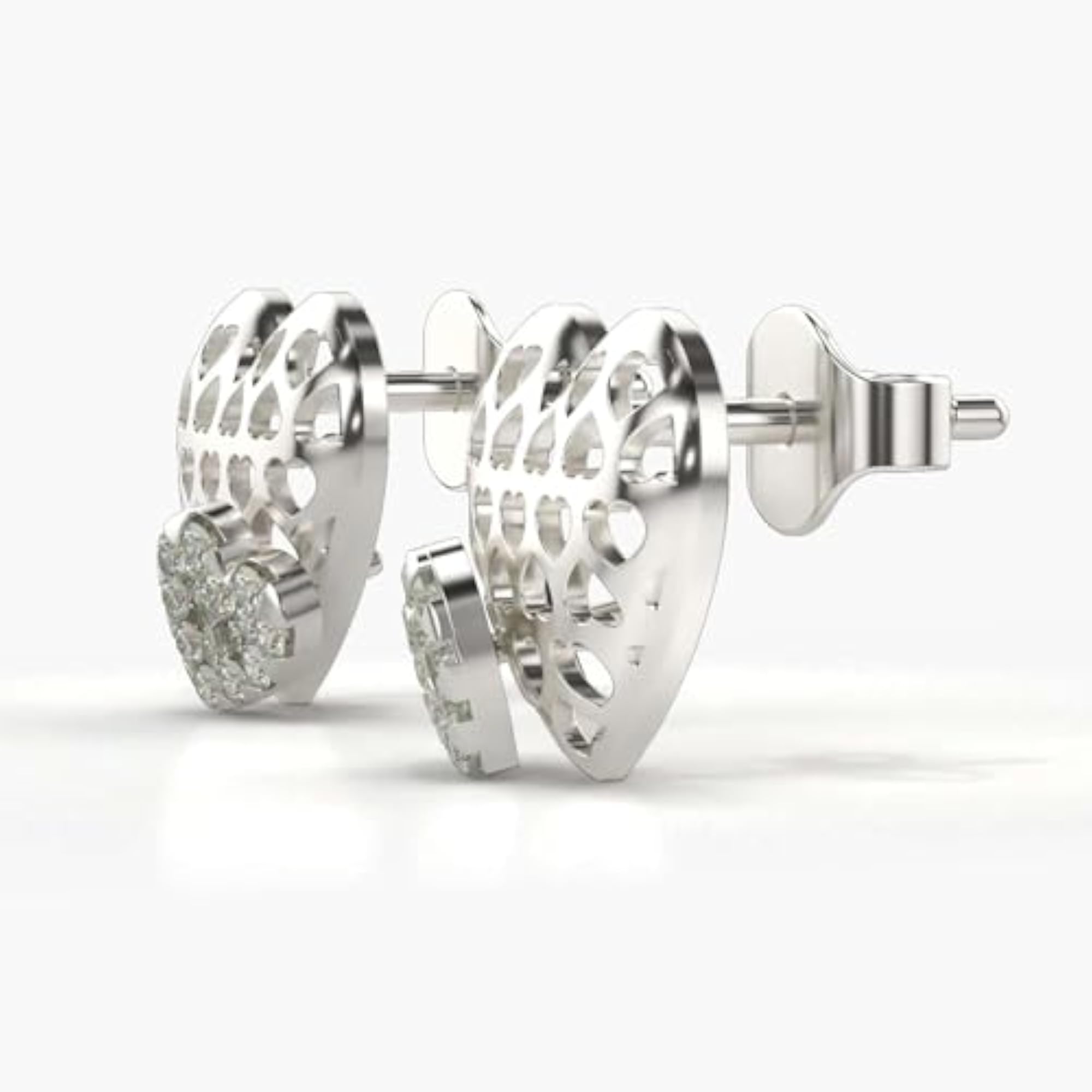 Women's Stylish Sterling Silver & Lab Grown Diamond Earrings, 0.19cts