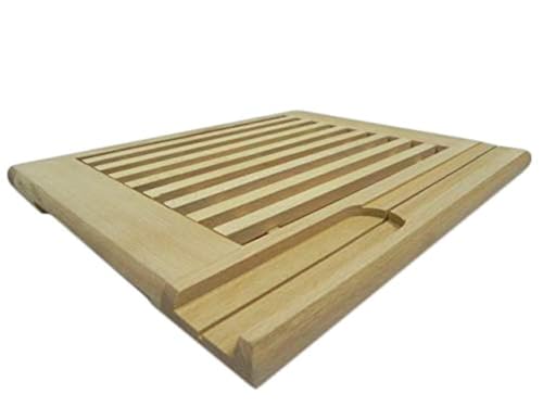 Wooden World Tabla de cortar pan de madera de haya beige con soporte para cuchillos, tabla de cocina para uso doméstico