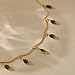 Yumikoo 18k Gold Plated Anklet Ankle Bracelets for Women,Gold Plated Green Teardrop Gemstone Anklet with Adjustable Chain - Fashion Jewelry for Women (Green teardrop gemstone)