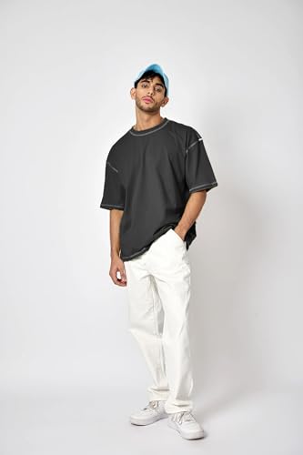 Image of Mens Fashion Oversized Fit Men's T-Shirt with Contrast Collar | Premium Slim Fit Half Sleeve Casual Polo Tee