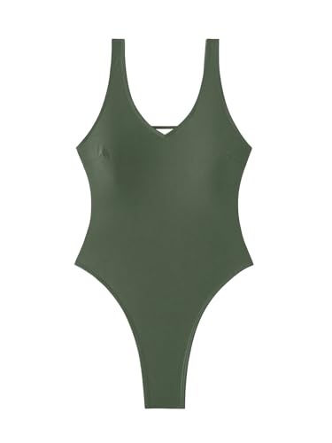 Image of Foxiny Sexy Backless Cheeky High Cut Leg Thong V Neck One Piece Swimsuit