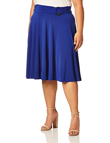 Star Vixen Women's Midi-Length Full Sweep Ity Knit Skirt with O-Ring Adjuststable Waist Detail