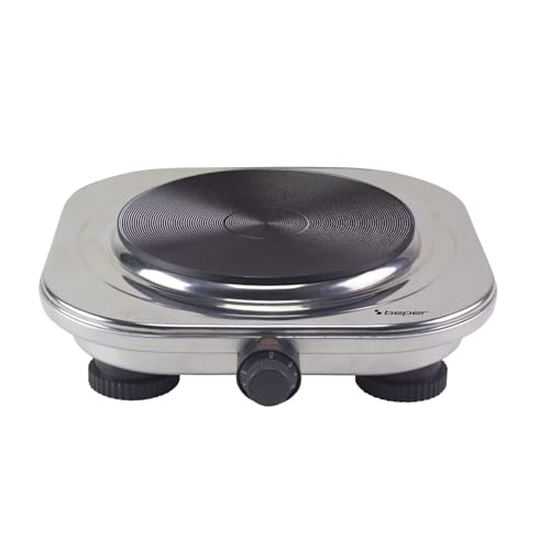 BEPER P101PIA100 Réchaud électrique, plaque de cuisson en fonte Ø 18,5 cm, thermostat réglable sur 5 niveaux, corps en acier robuste, protection contre la...