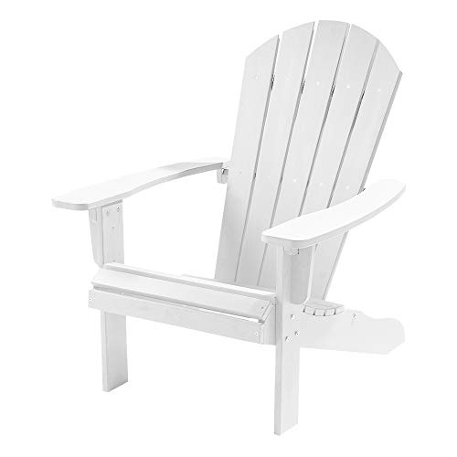 TRUESHOPPING Outdoor Garden Polywood Adirondack Chair - Easy Build, Weather Resistant Bjorn Armchair with Curved Back - Garden, Patio, Lawn and Decking Furniture - White