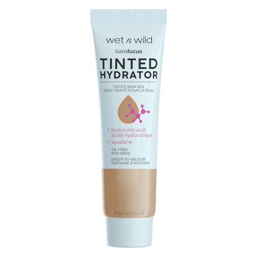 Wet n Wild, Bare Focus Tinted Hydrator, Crema Hidratante con Color, Formula con Acido Hialurónico y Pigmentos, Acabado Semimate para Piel Grasa, Cobertura de Ligera a Media, Tan
