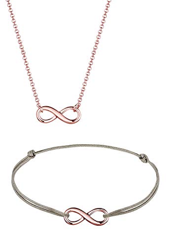 Preisvergleich Produktbild Elli Schmuckset Damen Infinity Unendlich in 925 Sterling Silber Rosé vergoldet