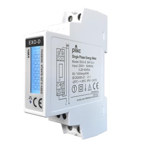 Compteur monophasé plikc Exo D numérique 6 chiffres avec écran rétroéclairé