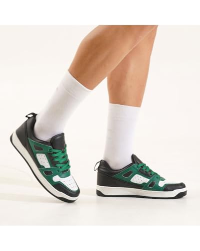Image of ZAYDN ASH Sneaker Shoes for Men | Soft Cushioned Insole & Lightweight | Stylish Lace-Up Shoes with Causal Outfits | Trendy Sneakers | Shoes for Man | Low Top Sneaker Shoes Black Green