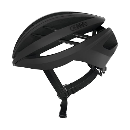 ABUS Rennradhelm Aventor - Fahrradhelm für professionellen Radsport - gute Ventilationseigenschaften - für Damen und Herren - Schwarz Matt, Größe M