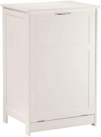 OakRidge Tilt Out Laundry Hamper Bin – Freestanding Bathroom Storage Cabinet – White – 29 ½” High Overall